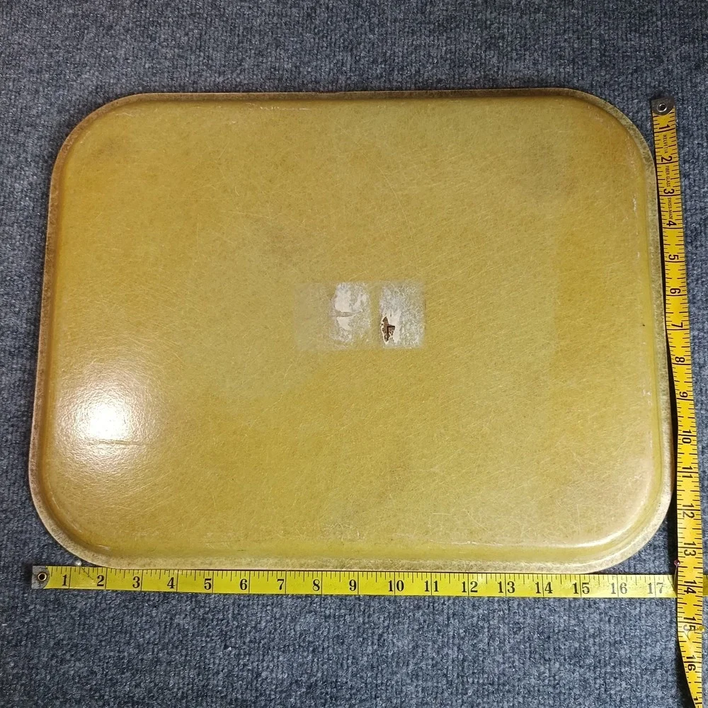 Vintage Fiberglass Serving Tray 14 x 18 Brown Pressed Leaf MCM Autumn Decor